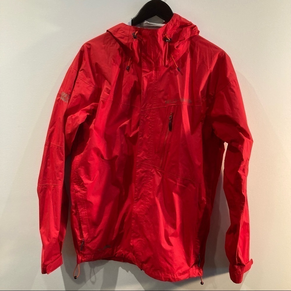 HELLY HANSEN Sz L Wind Breaker Snow Hood Snap Velcro Zipper Closure Hood Jacket